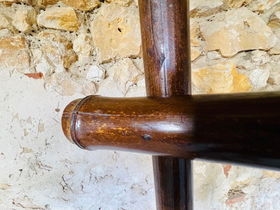 Image 1 of Porte-manteau vintage en bambou avec miroir biseauté, années 1920