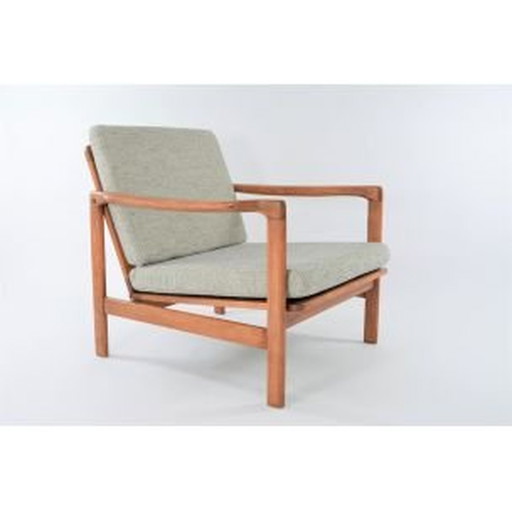 Fauteuil vintage BZ fauteuil bouclé gris et crème Scandinave