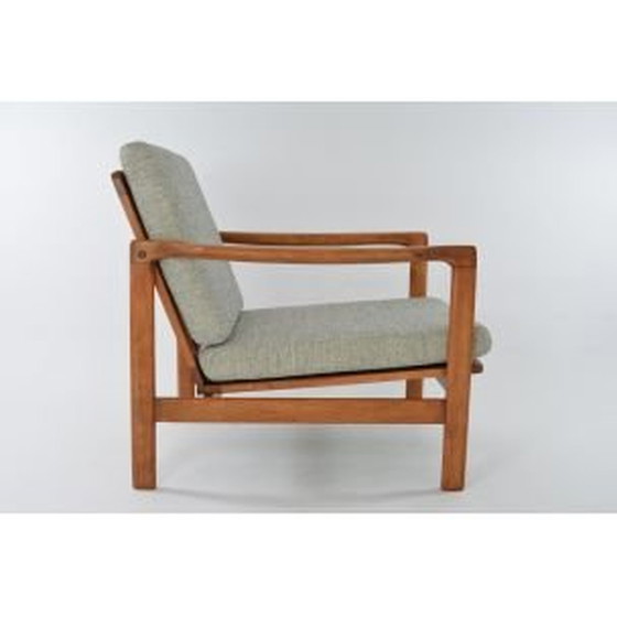 Image 1 of Fauteuil vintage BZ fauteuil bouclé gris et crème Scandinave