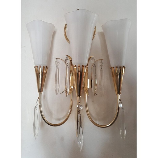 Applique Arum à 3 lumières pour Lunel - années 1950