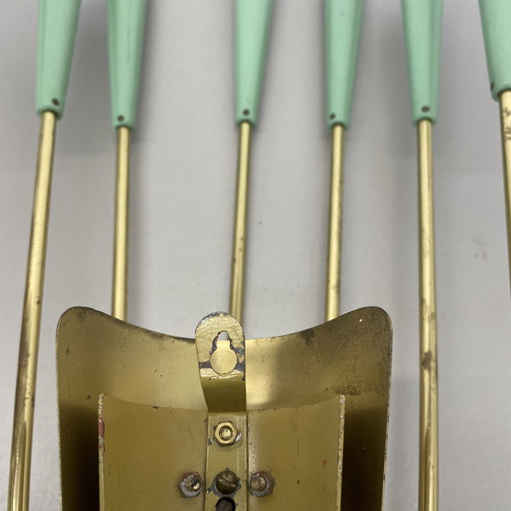 Image 1 of No.1 Grande applique de théâtre en laiton de 54 cm de diamètre, style Stilnovo, Italie, années 1950