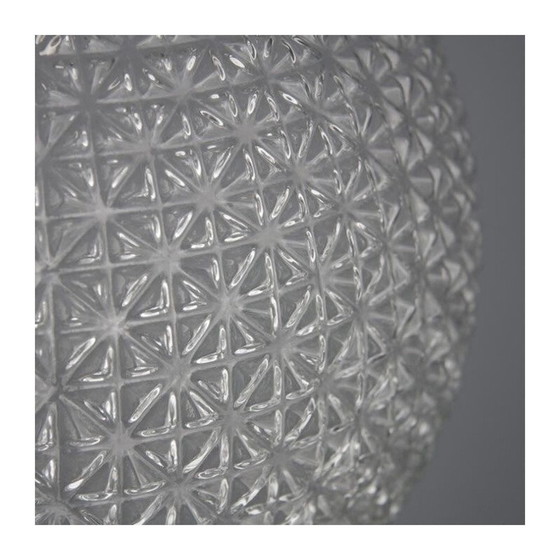 Image 1 of Lampe pendante vintage en verre à diamant croisé, Tchécoslovaquie