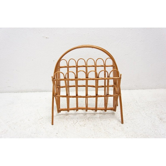 Image 1 of Porte-revues en rotin du milieu du siècle par Jan Kalous pour Úluv, Tchécoslovaquie 1960