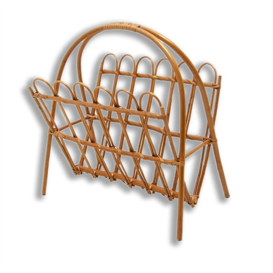 Image 1 of Porte-revues en rotin du milieu du siècle par Jan Kalous pour Úluv, Tchécoslovaquie 1960
