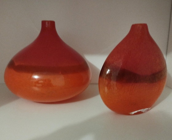Image 1 of Paire Ou 2 Vases En Pate De Verre Époque 80' Vintage