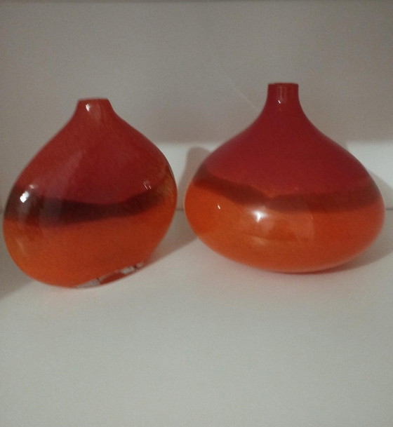 Image 1 of Paire Ou 2 Vases En Pate De Verre Époque 80' Vintage