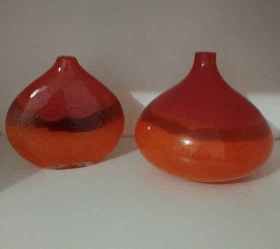 Image 1 of Paire Ou 2 Vases En Pate De Verre Époque 80' Vintage