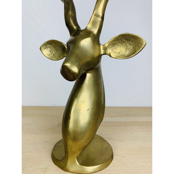 Image 1 of Tête d'antilope vintage en laiton