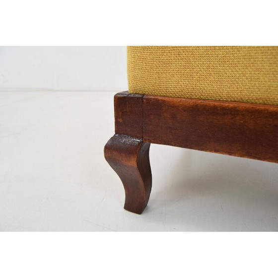 Image 1 of Repose-pieds Art déco en bois et tissu, Tchécoslovaquie, années 1930