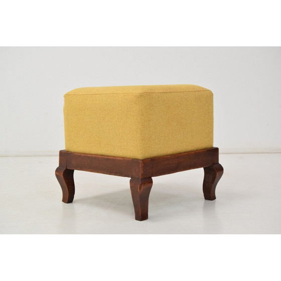 Image 1 of Repose-pieds Art déco en bois et tissu, Tchécoslovaquie, années 1930