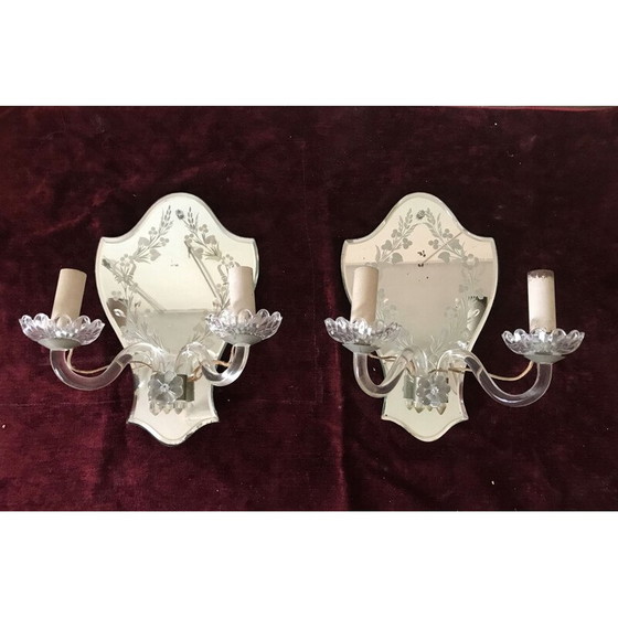 Image 1 of Paire d'appliques vintage avec fleurs et feuillages, Italie 1950