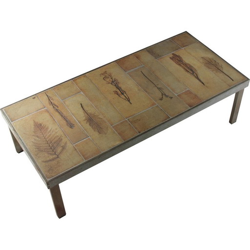 Table basse vintage Garrigue par Roger Capron, France 1960