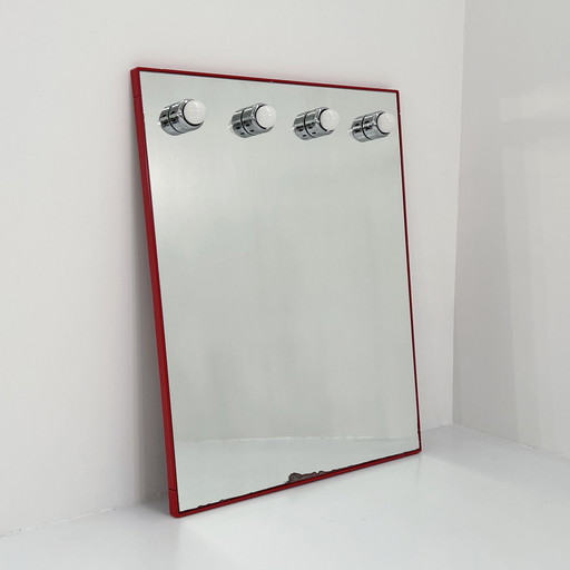 Grand miroir de courtoisie rouge de Gedy, années 1980