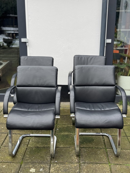 4 X fauteuils en cuir