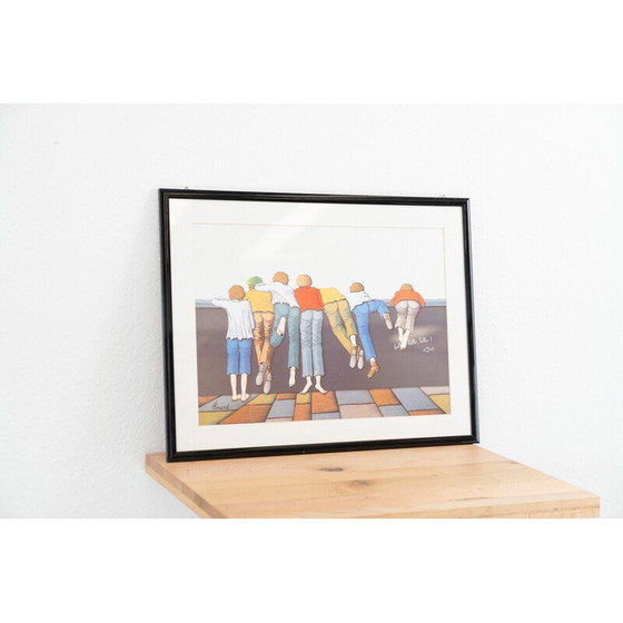 Image 1 of Gravure colorée sur papier et bois, Italie 2000