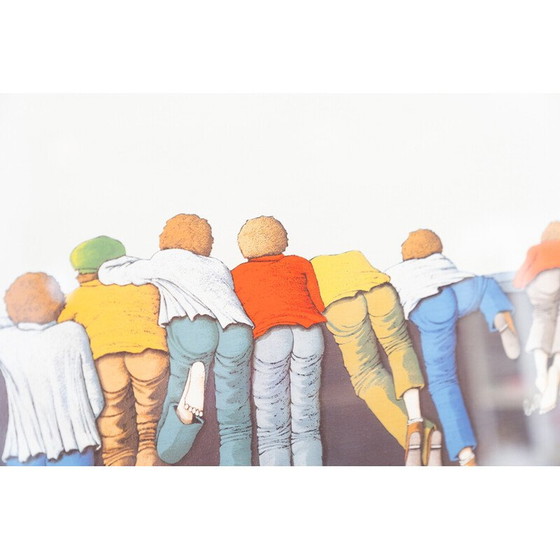 Image 1 of Gravure colorée sur papier et bois, Italie 2000