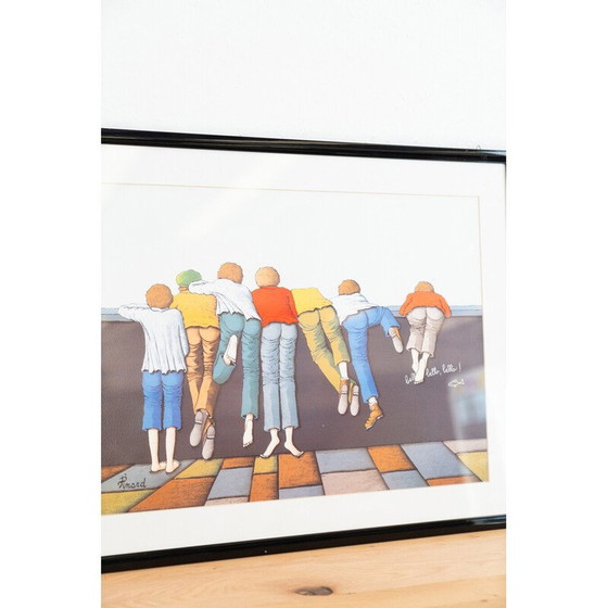 Image 1 of Gravure colorée sur papier et bois, Italie 2000