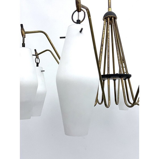 Image 1 of Lustre vintage avec 8 bras en verre, Italie 1950