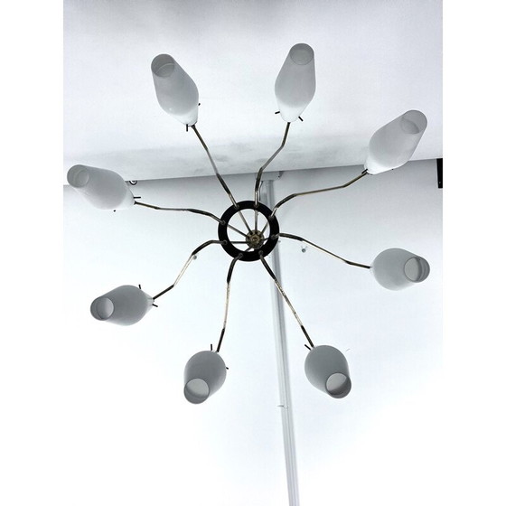 Image 1 of Lustre vintage avec 8 bras en verre, Italie 1950