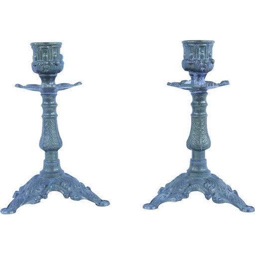 Paire de chandeliers vintage en laiton, Italie