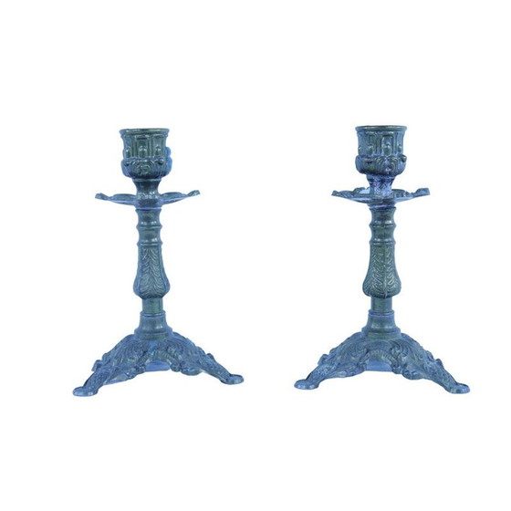 Image 1 of Paire de chandeliers vintage en laiton, Italie