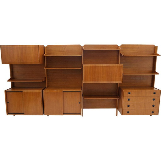 Meuble mural vintage en bois plaqué, Italie 1960