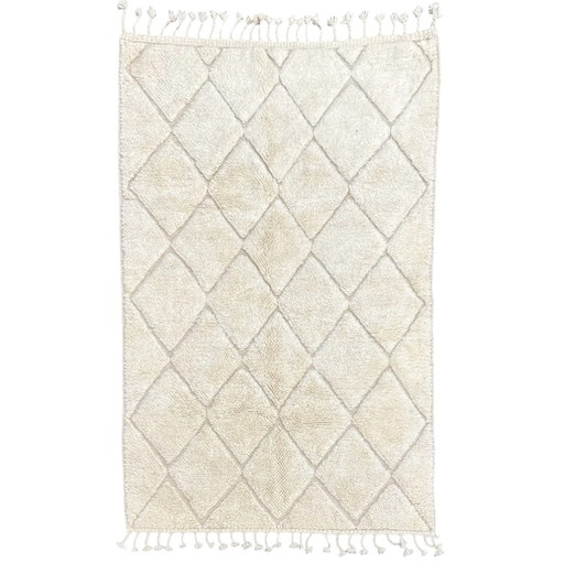 Tapis marocain berbère en laine blanche