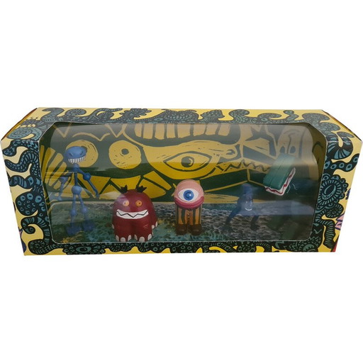 Box of vintage figurines "Di Rosa Land" by Hervé and Richard Di Rosa for Starlux