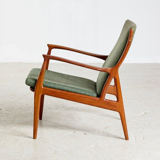 Image 1 of Fauteuil vintage en teck et tapisserie d'Erik Andersen & Palle Pedersen pour Horsnaes Møbler, danois, années 1960
