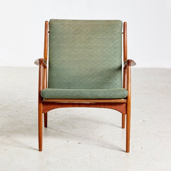 Image 1 of Fauteuil vintage en teck et tapisserie d'Erik Andersen & Palle Pedersen pour Horsnaes Møbler, danois, années 1960