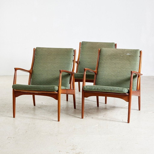 Fauteuil vintage en teck et tapisserie d'Erik Andersen & Palle Pedersen pour Horsnaes Møbler, danois, années 1960