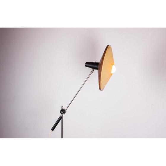 Image 1 of Lampadaire vintage en acier et teck par Georges Frydman, France 1960