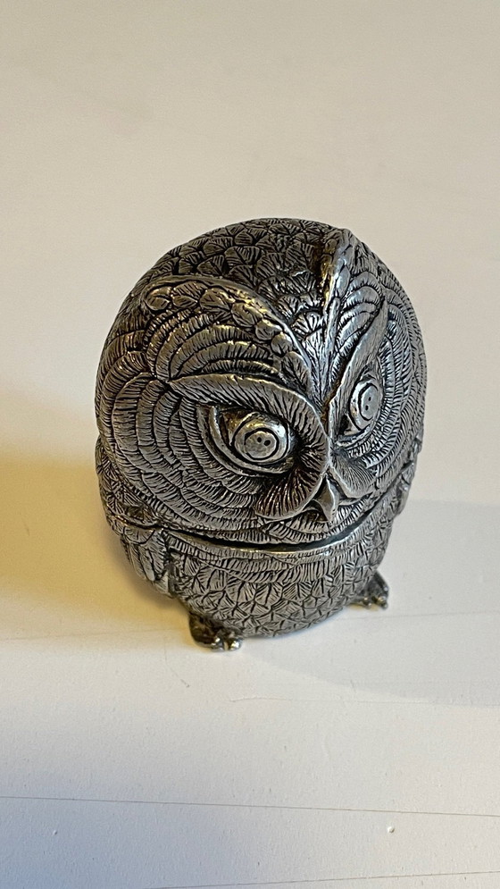 Image 1 of Boite Xviiième Forme Hibou Etain Par Etienne Sergent France