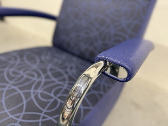 Image 1 of Leolux Scylla Armchair High Fabric Leather Blue