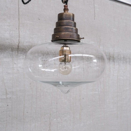 Image 1 of Lampe suspendue française en verre clair, 1950
