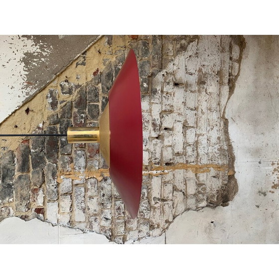 Image 1 of Lampe suspendue vintage bordeaux et or