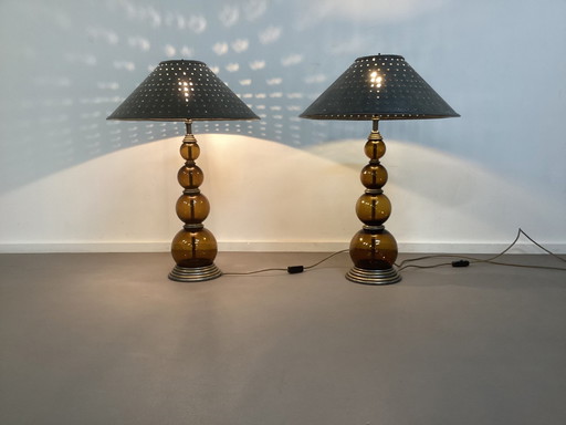 Lot de 2 grandes lampes design années 90