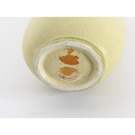 Image 1 of Vase scandinave vintage en céramique jaune par Berndt Friberg pour Gustavsberg, 1960
