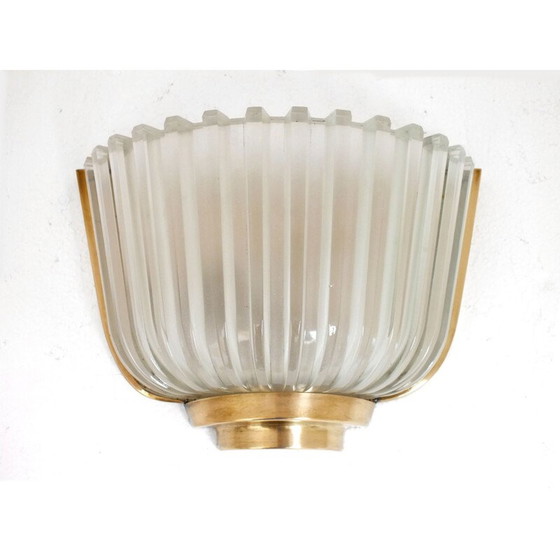 Image 1 of Paire d'appliques Seguso finition cristal bronze 1930