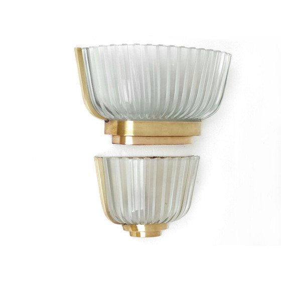 Image 1 of Paire d'appliques Seguso finition cristal bronze 1930