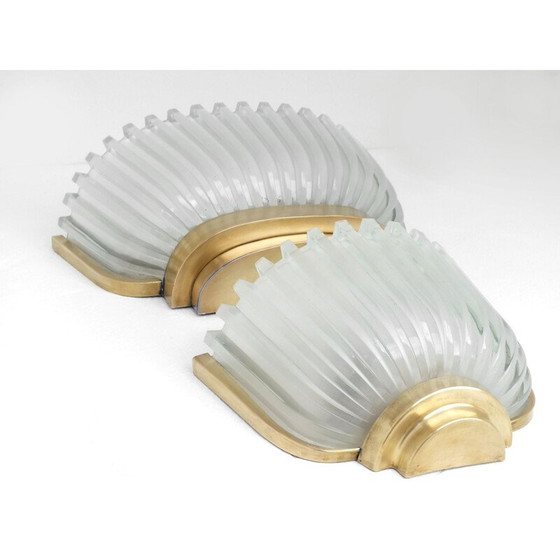 Image 1 of Paire d'appliques Seguso finition cristal bronze 1930