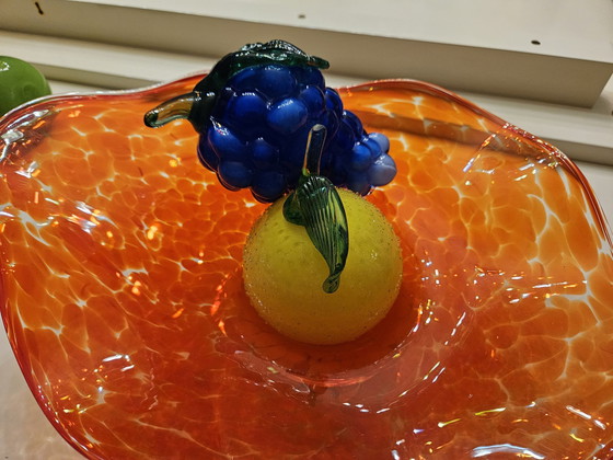 Image 1 of Bol en verre tchèque de Bohème et fruits