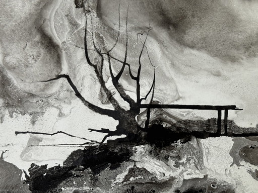 Composition surréaliste à l'encre (1976) - Eugene Eechaut (1928-2019)