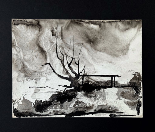 Composition surréaliste à l'encre (1976) - Eugene Eechaut (1928-2019)