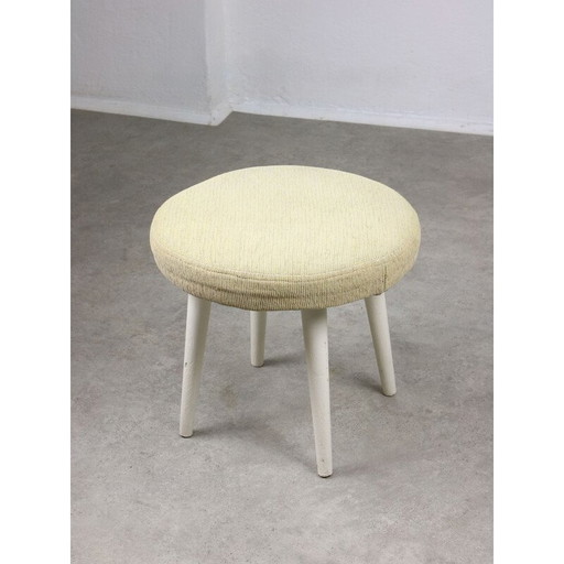 Tabouret vintage en tissu beige, Italie 1980