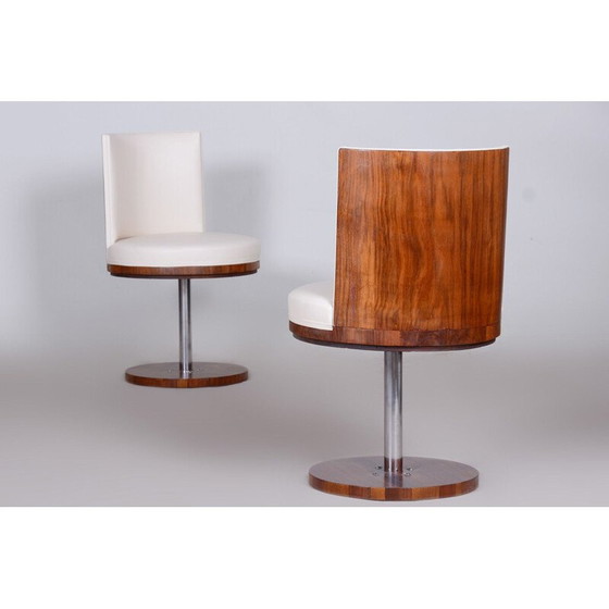 Image 1 of Paire de fauteuils vintage en palissandre et cuir, 1920