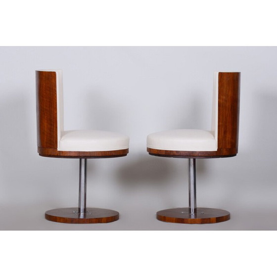 Image 1 of Paire de fauteuils vintage en palissandre et cuir, 1920