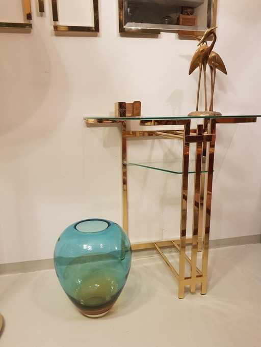 6X étagère murale avec cintres, miroir et table console