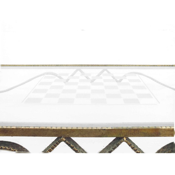 Image 1 of Table basse vintage en fer forgé avec jeu d'échecs par Luigi Colli, Italie 1940