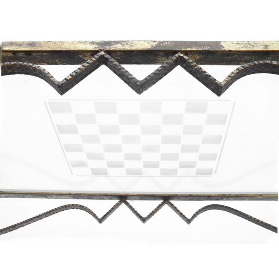 Image 1 of Table basse vintage en fer forgé avec jeu d'échecs par Luigi Colli, Italie 1940